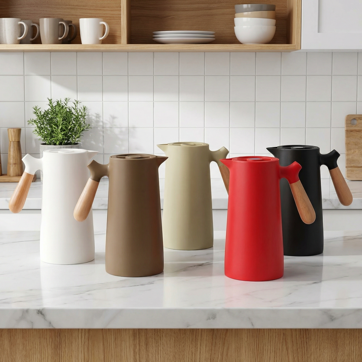 Elegant Insulated Glass Carafe with Wooden Handle for Optimal Temperature Control