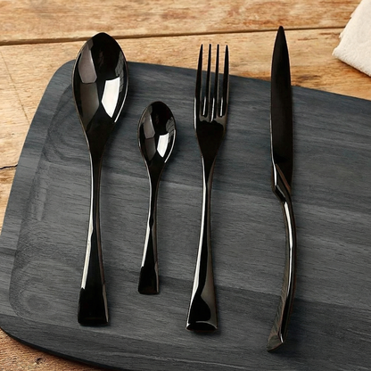 Black Stainless Steel Cutlery Set for Modern Dining