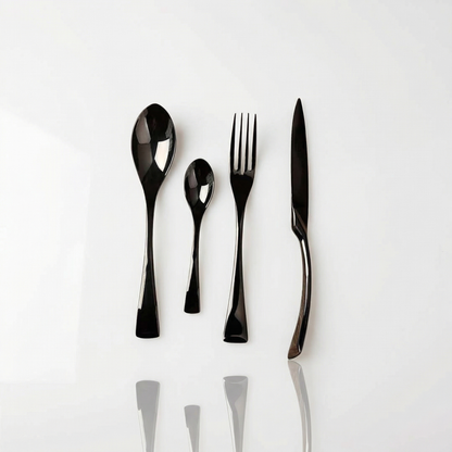 Black Stainless Steel Cutlery Set for Modern Dining