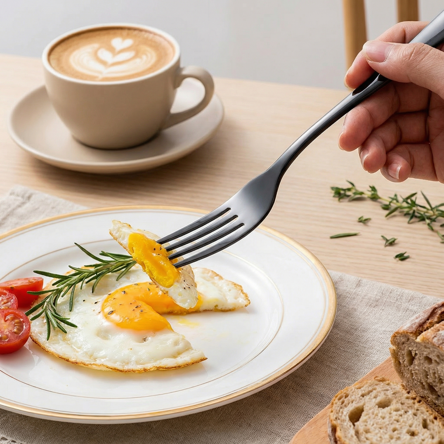 Black Stainless Steel Cutlery Set for Modern Dining