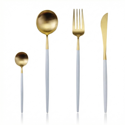 Elegant Cutlery Set | 24-Piece Stainless Steel with Gold & Silver Finish