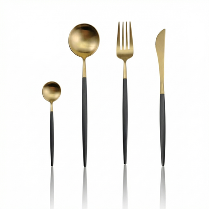 Elegant Cutlery Set | 24-Piece Stainless Steel with Gold & Silver Finish