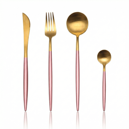 Elegant Cutlery Set | 24-Piece Stainless Steel with Gold & Silver Finish