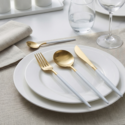 Elegant Cutlery Set | 24-Piece Stainless Steel with Gold & Silver Finish