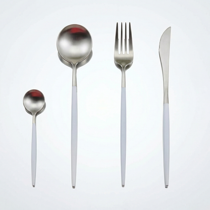 Elegant Cutlery Set | 24-Piece Stainless Steel with Gold & Silver Finish