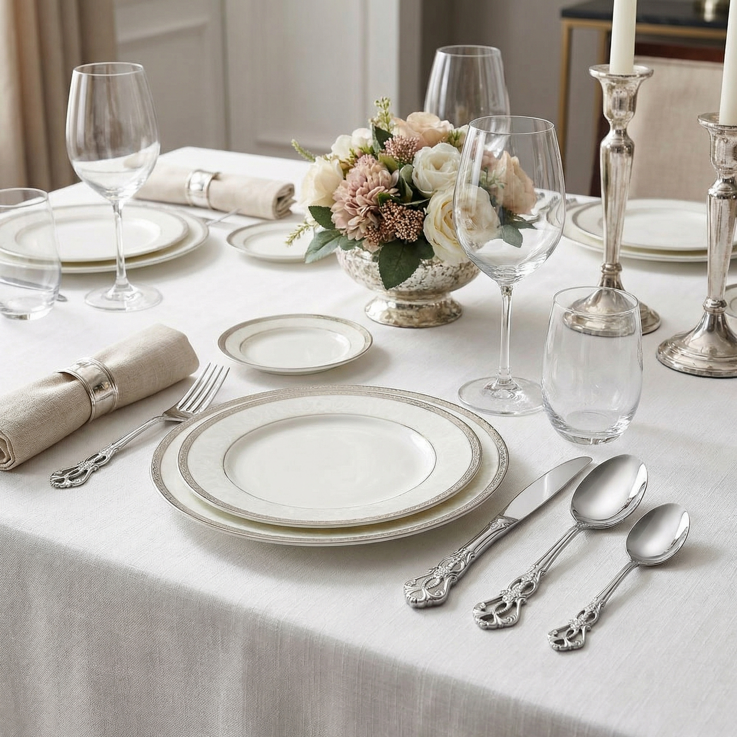 Elegant Stainless Steel Cutlery Set with Hand-Forged Finish | 24-Piece Dining Essential for Timeless Elegance