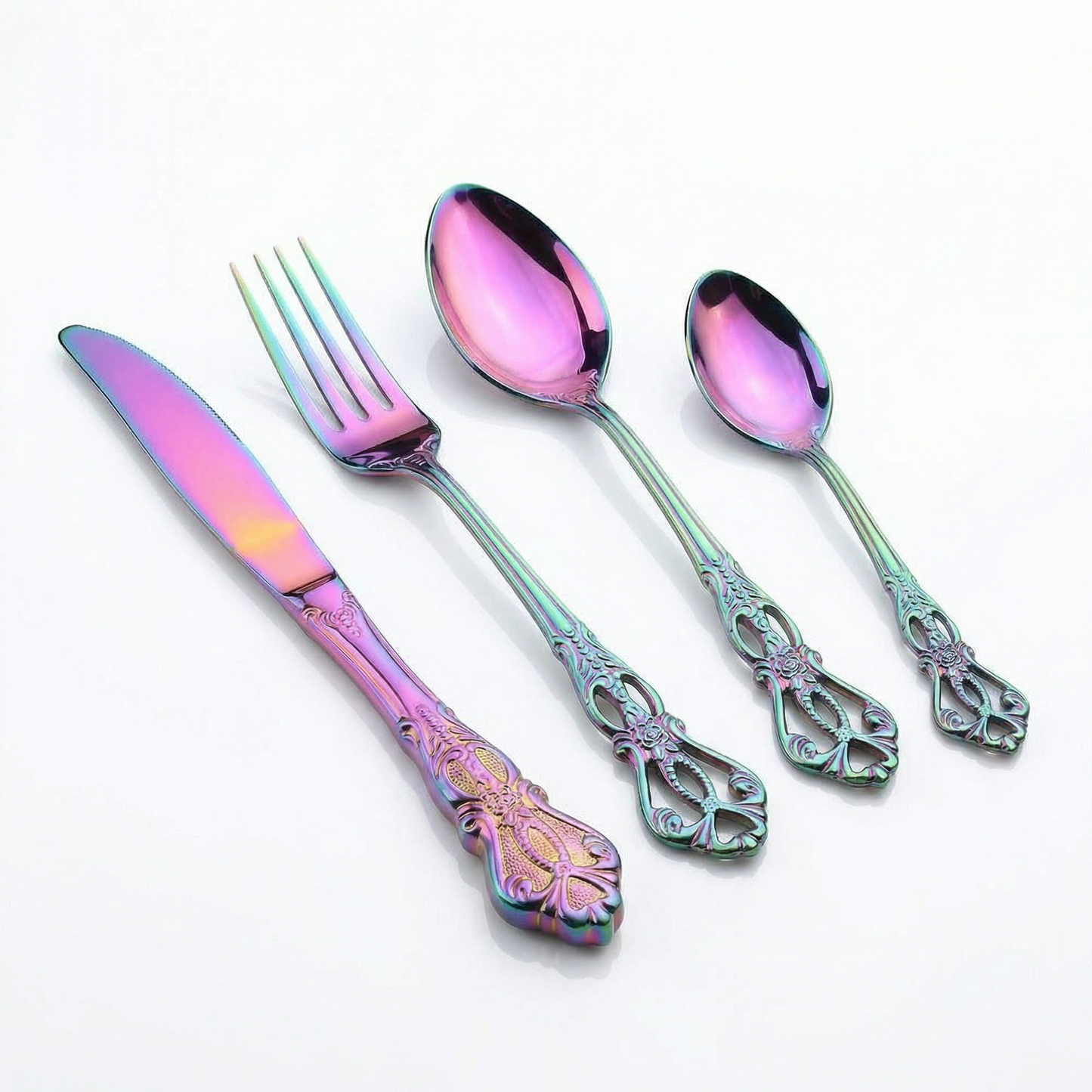 Elegant Stainless Steel Cutlery Set with Hand-Forged Finish | 24-Piece Dining Essential for Timeless Elegance
