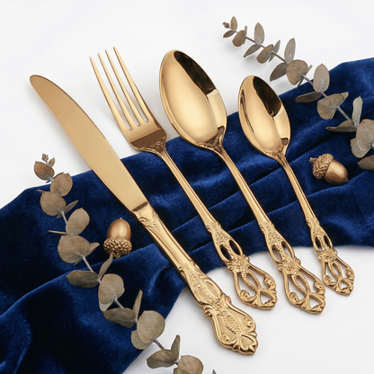 Elegant Stainless Steel Cutlery Set with Hand-Forged Finish | 24-Piece Dining Essential for Timeless Elegance