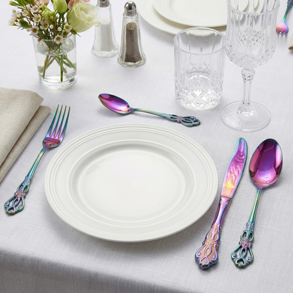 Elegant Stainless Steel Cutlery Set with Hand-Forged Finish | 24-Piece Dining Essential for Timeless Elegance