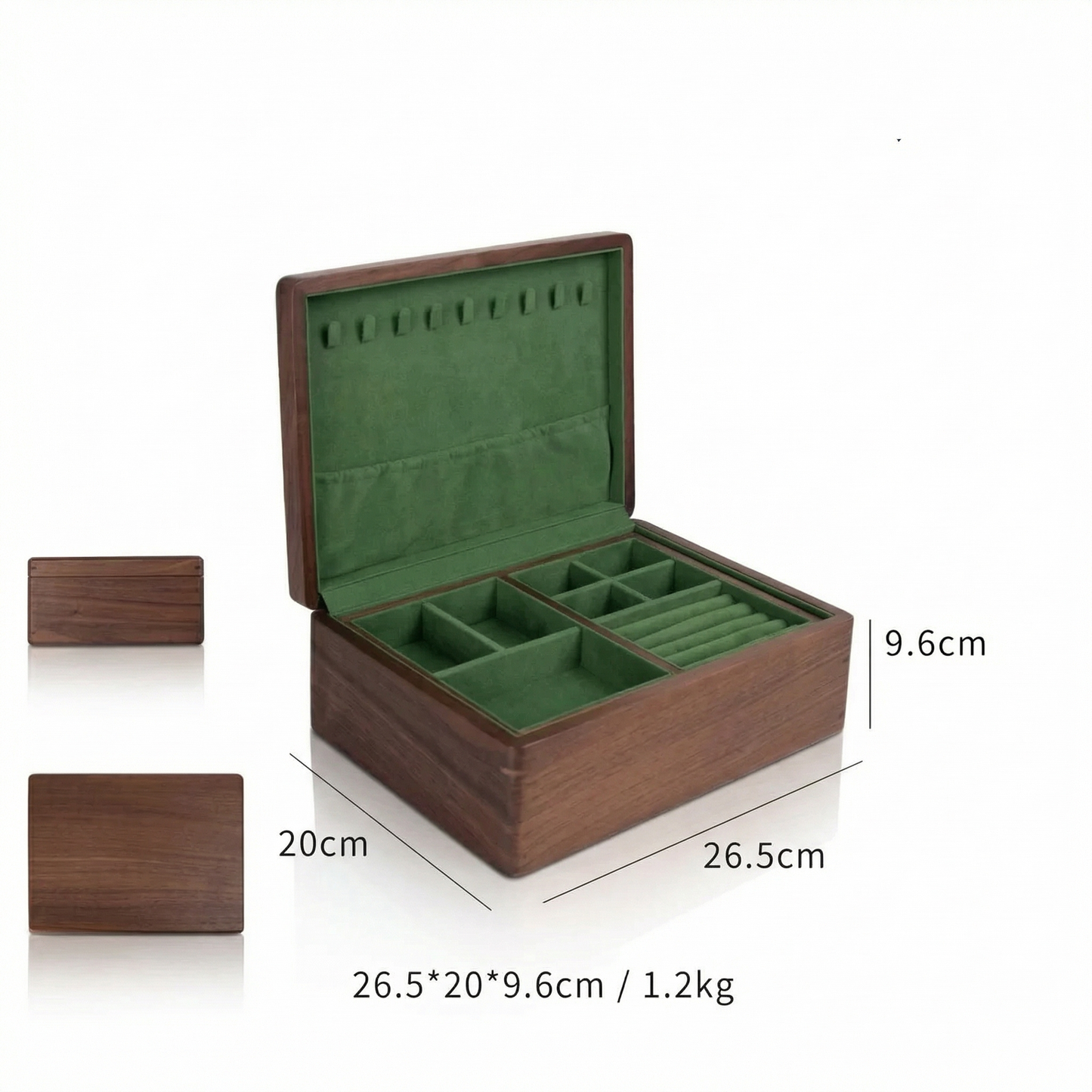 Elegant Jewelry Box for Women | Double-Layer Walnut Organizer with Velvet Lining