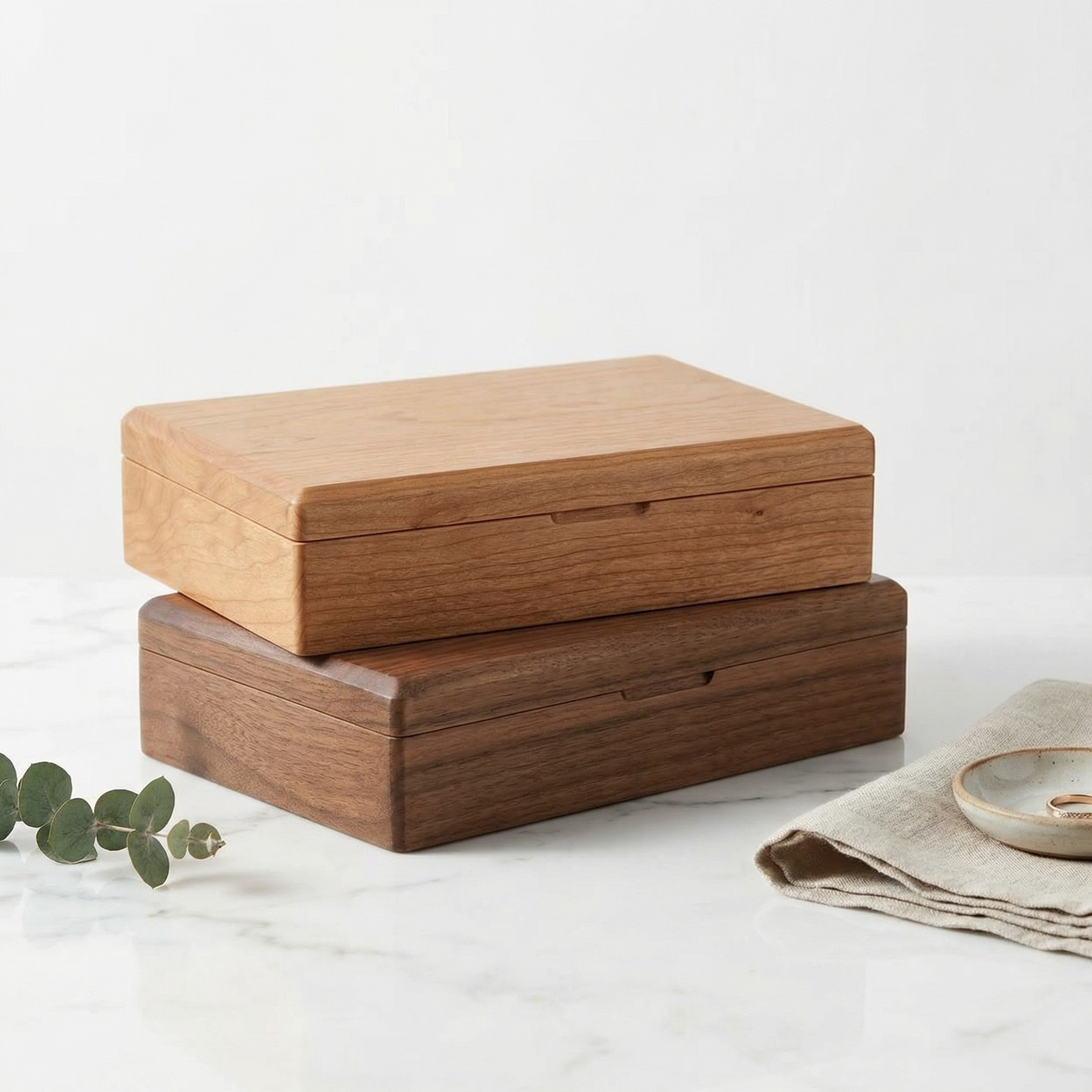 Elegant Walnut Jewelry Box for Women with Lock & Velvet Lining
