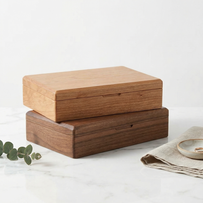 Elegant Walnut Jewelry Box for Women with Lock & Velvet Lining