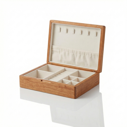 Elegant Walnut Jewelry Box for Women with Lock & Velvet Lining
