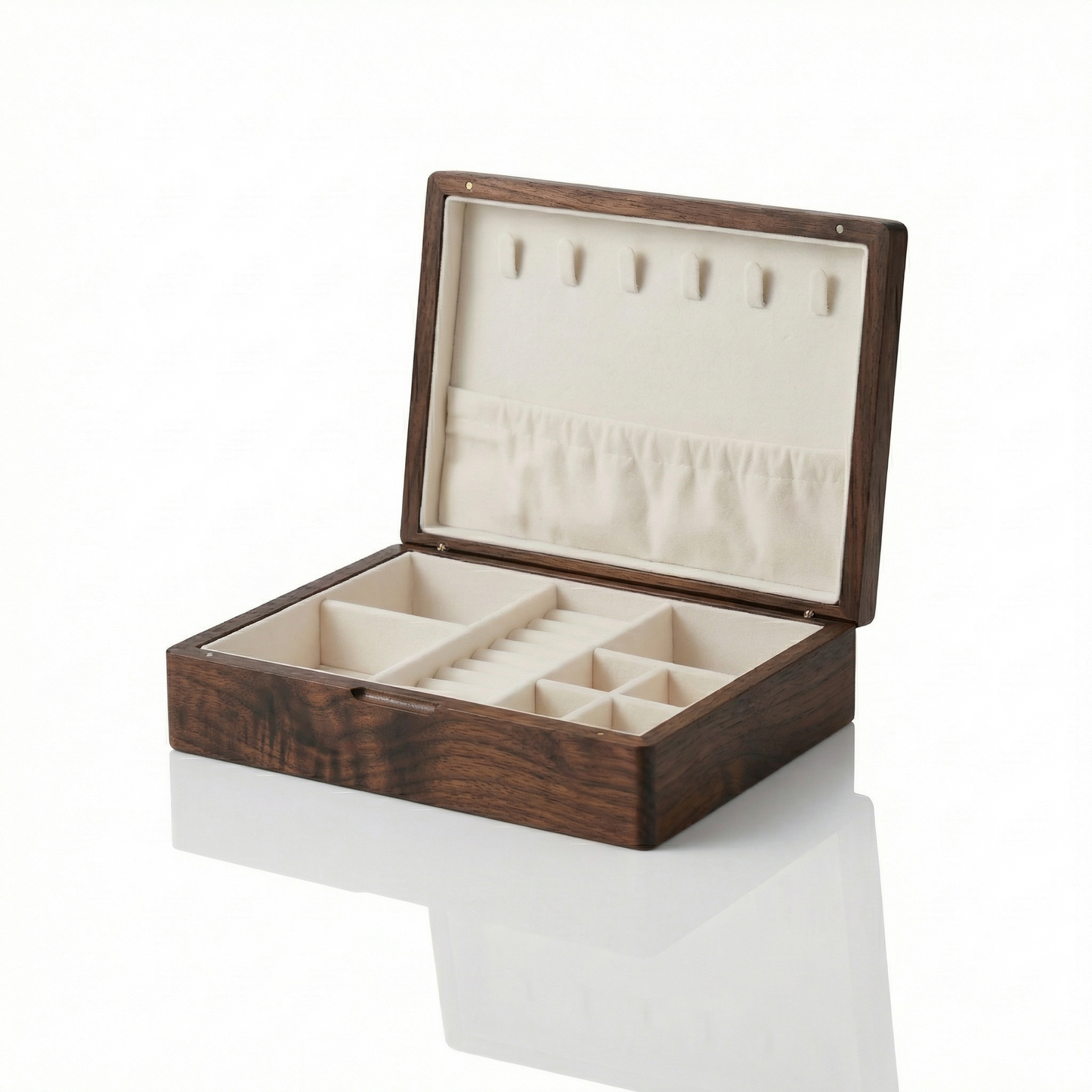 Elegant Walnut Jewelry Box for Women with Lock & Velvet Lining