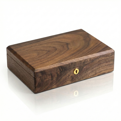 Elegant Walnut Jewelry Box for Women with Lock & Velvet Lining