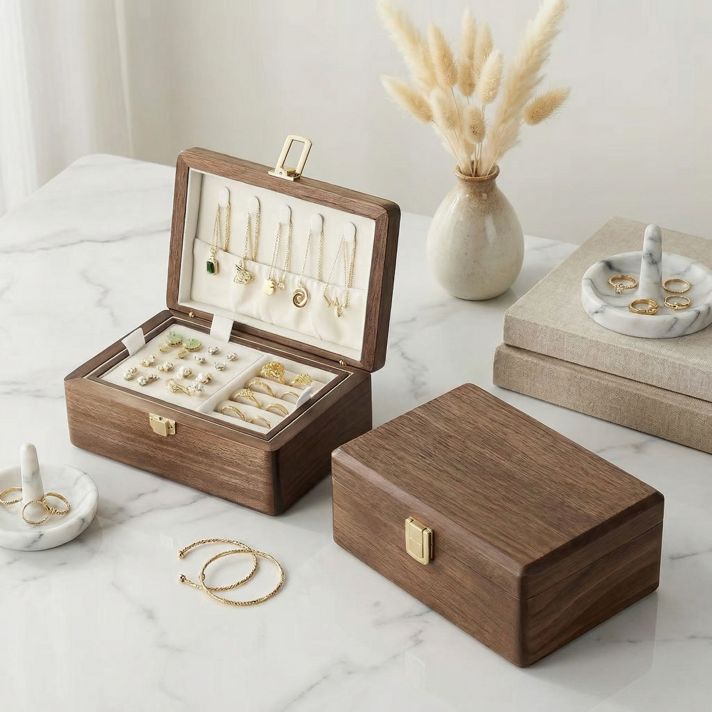 Elegant Jewelry Box for Women with Velvet Lining | Two-Tier Jewelry Organizer for Safe Storage