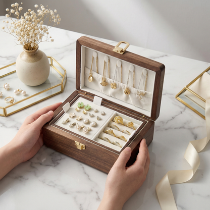 Elegant Jewelry Box for Women with Velvet Lining | Two-Tier Jewelry Organizer for Safe Storage