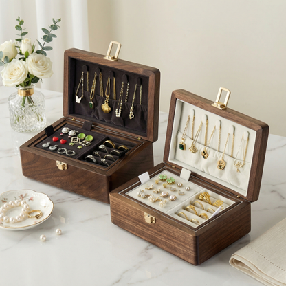 Elegant Jewelry Box for Women with Velvet Lining | Two-Tier Jewelry Organizer for Safe Storage