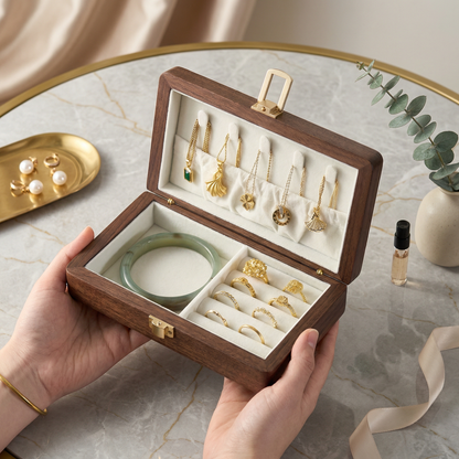 Elegant Jewelry Box for Women with Velvet Lining | Two-Tier Jewelry Organizer for Safe Storage