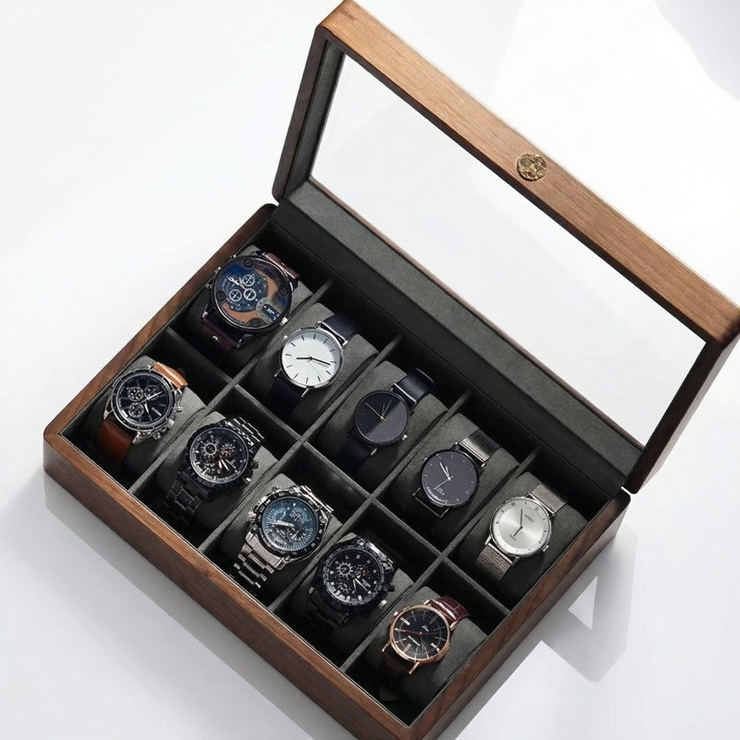 Legacy Collection | Watch Box for Men with Glass Top & Padded Cushions