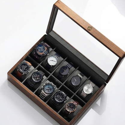Legacy Collection | Watch Box for Men with Glass Top & Padded Cushions