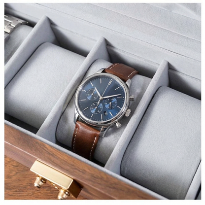 Minimalist Walnut Watch Box for Men with Tempered Glass Lid