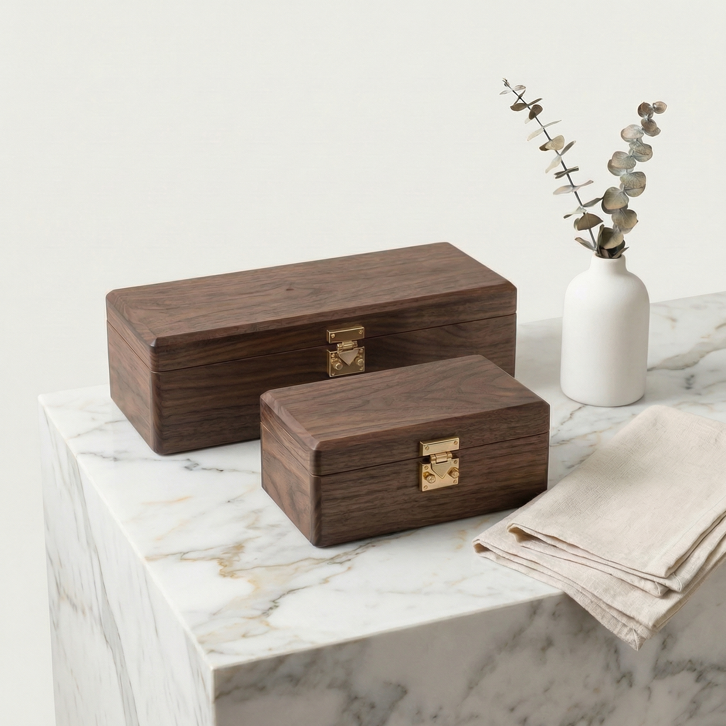 Minimalist Walnut Watch Box for Men with Tempered Glass Lid