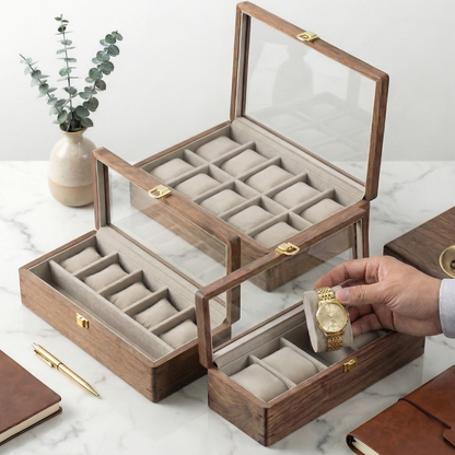 Watch Box for Men with Glass Top & Soft Cushions