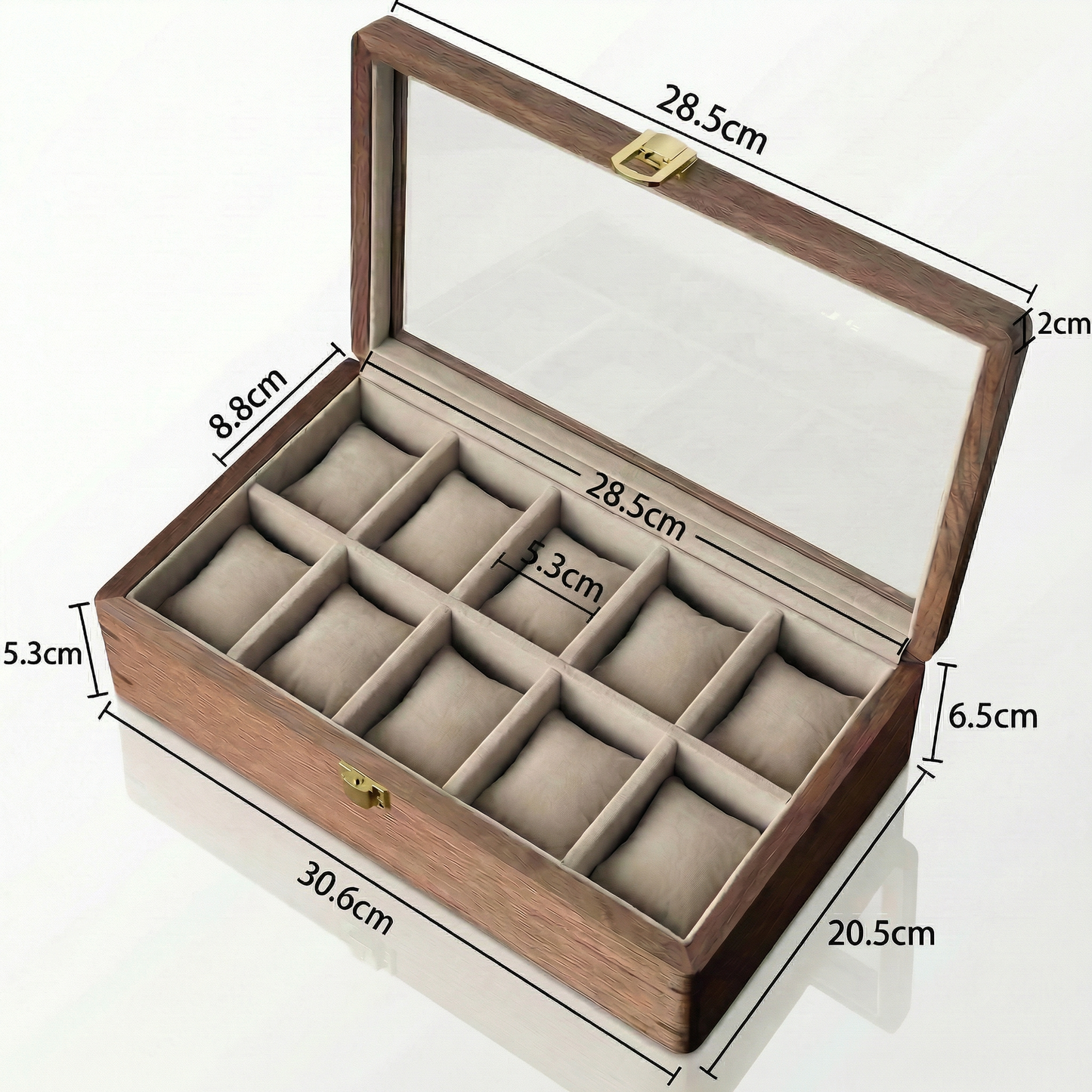Watch Box for Men with Glass Top & Soft Cushions