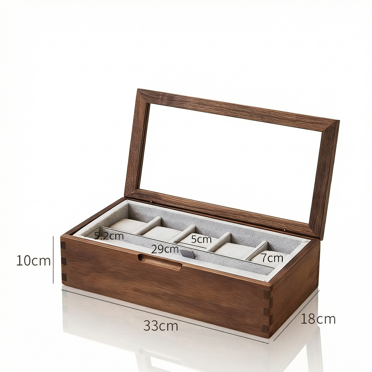 Elegant Walnut Watch Box | Luxury Watch Display Case with Glass Lid & Velvet Interior