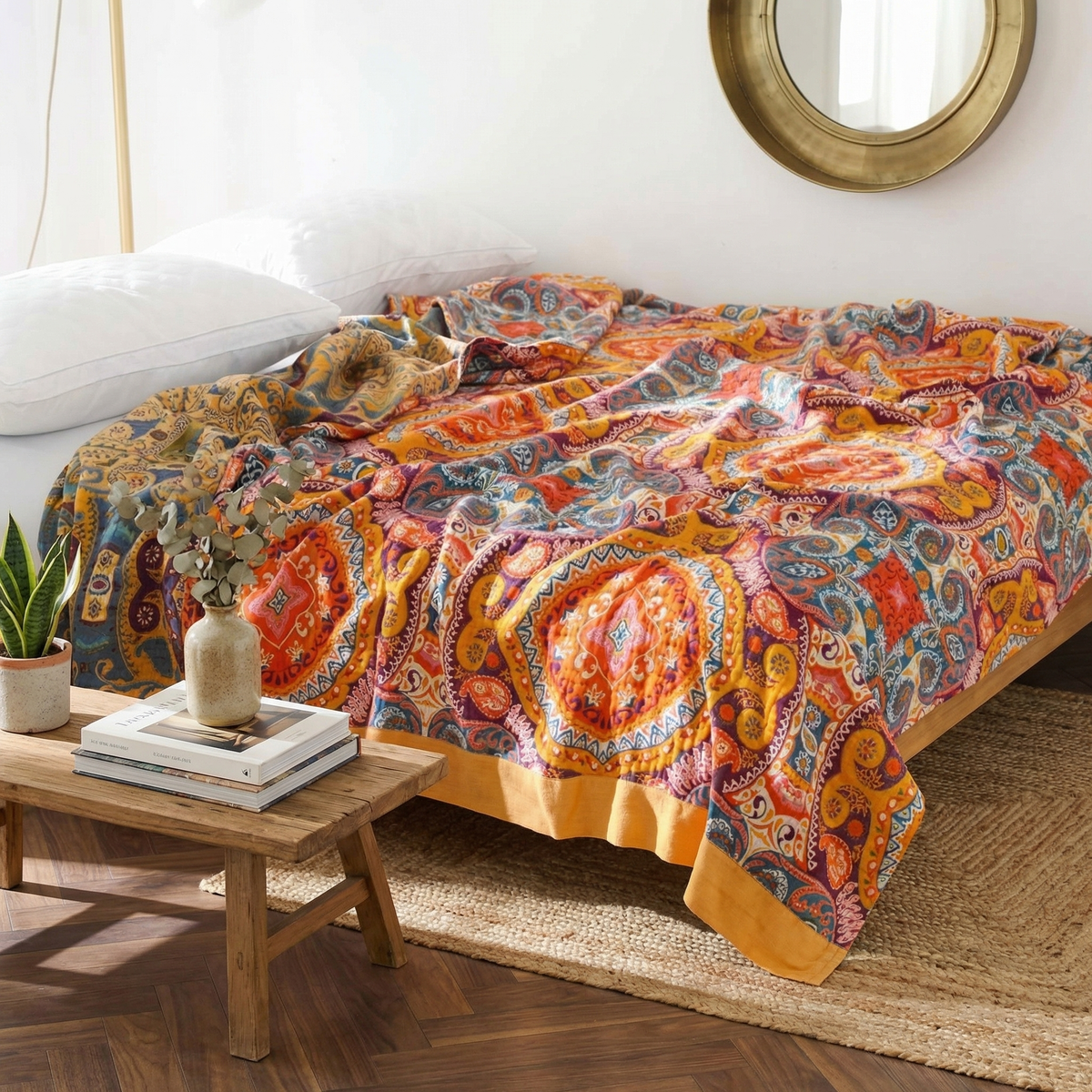 Reversible Cooling Blanket with Soft Cotton Fibres