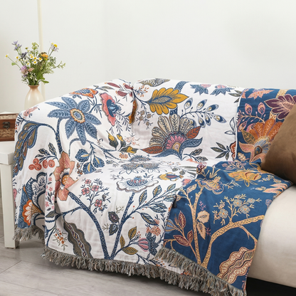 Floral Blanket with Reversible Design | 100% Cotton for Year-Round Comfort