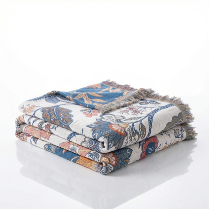 Floral Blanket with Reversible Design | 100% Cotton for Year-Round Comfort