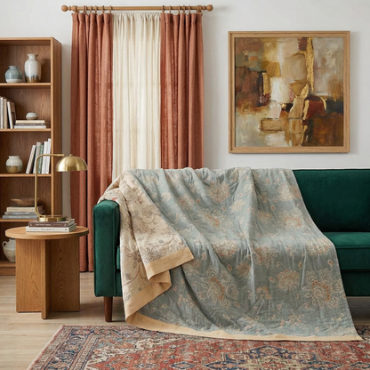 Floral Dream Lightweight Reversible 100% Cotton Throw Blanket