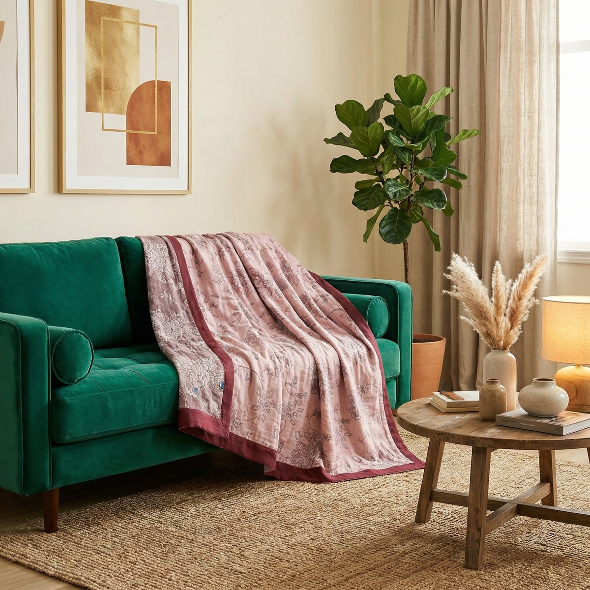 Floral Dream Lightweight Reversible 100% Cotton Throw Blanket