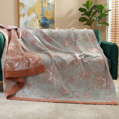 Floral Dream Lightweight Reversible 100% Cotton Throw Blanket