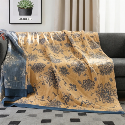 Floral Dream Lightweight Reversible 100% Cotton Throw Blanket