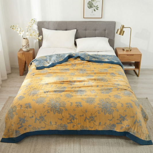 Floral Dream Lightweight Reversible 100% Cotton Throw Blanket