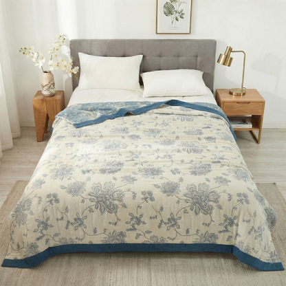 Floral Dream Lightweight Reversible 100% Cotton Throw Blanket