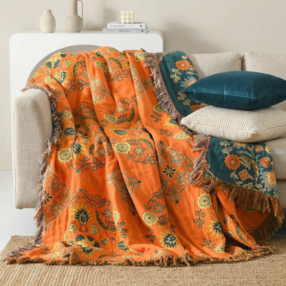 Reversible Throw Blanket with Floral Design | Cozy Comfort for All Seasons