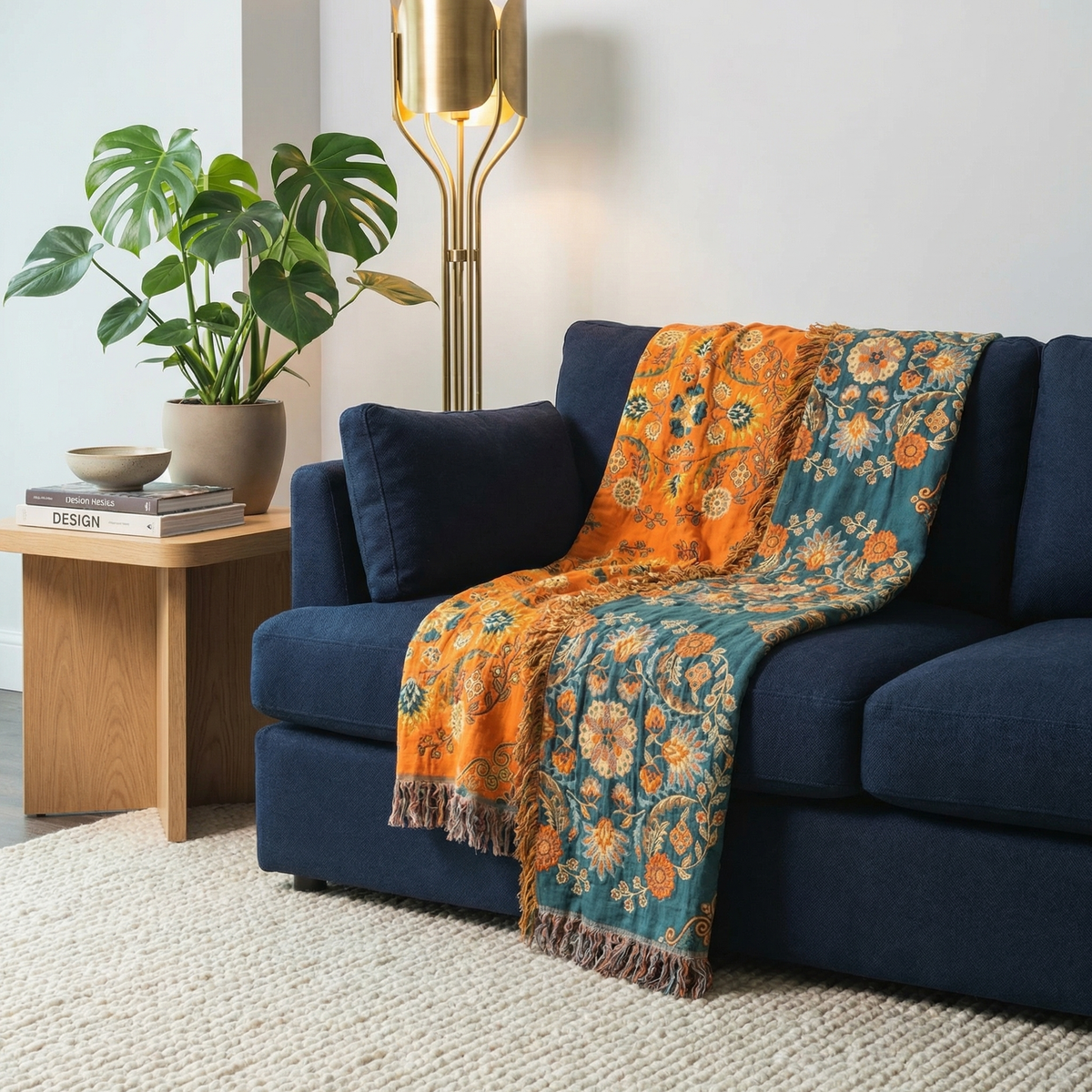 Reversible Throw Blanket with Floral Design | Cozy Comfort for All Seasons