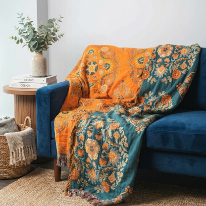 Reversible Throw Blanket with Floral Design | Cozy Comfort for All Seasons