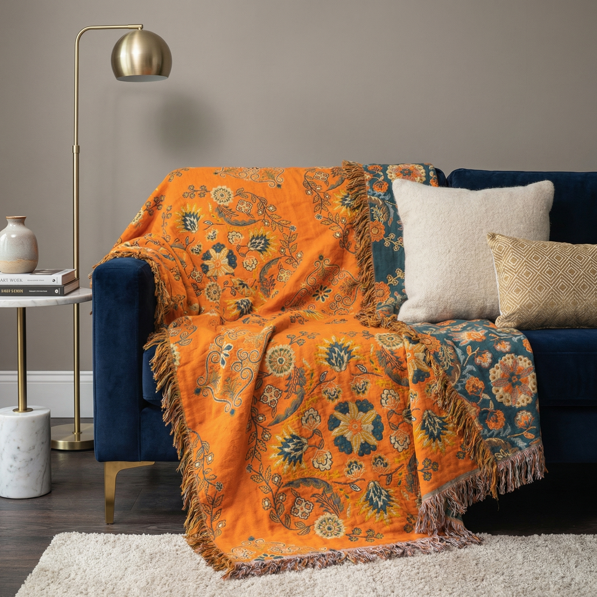 Reversible Throw Blanket with Floral Design | Cozy Comfort for All Seasons