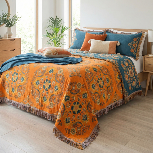Reversible Throw Blanket with Floral Design | Cozy Comfort for All Seasons