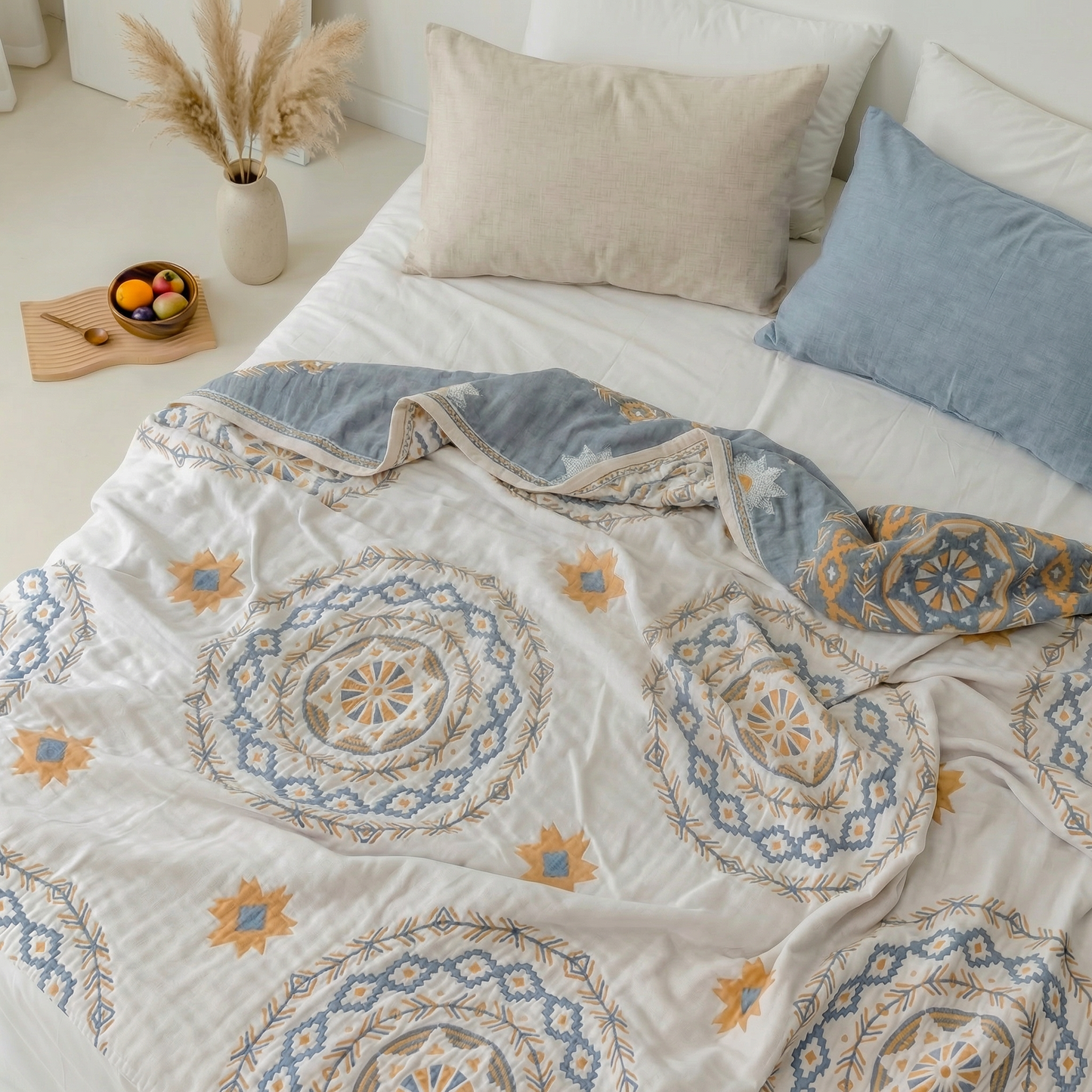 Serene Mandala | Cotton Throw Blanket with Boho Design