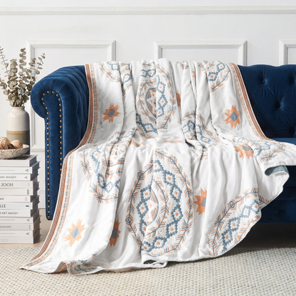 Serene Mandala | Cotton Throw Blanket with Boho Design