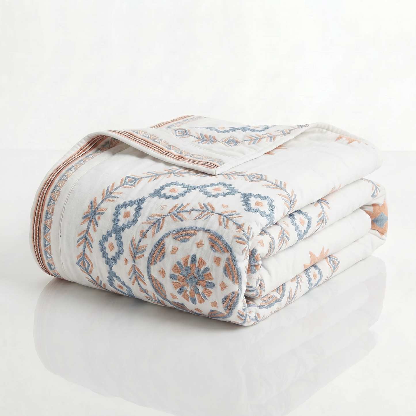 Serene Mandala | Cotton Throw Blanket with Boho Design