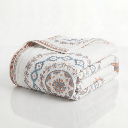 Serene Mandala | Cotton Throw Blanket with Boho Design