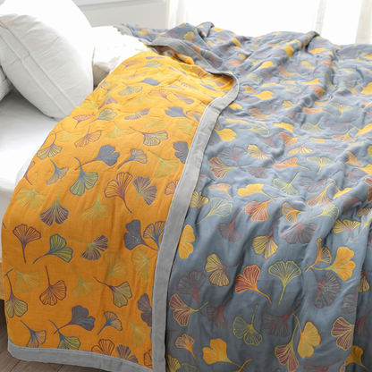 Ginkgo Leaf Collection | Cozy Throw Blanket with Reversible Design