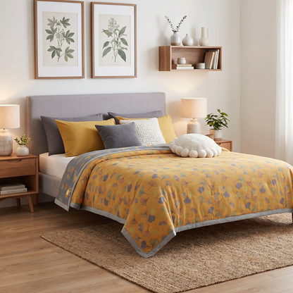 Ginkgo Leaf Collection | Cozy Throw Blanket with Reversible Design